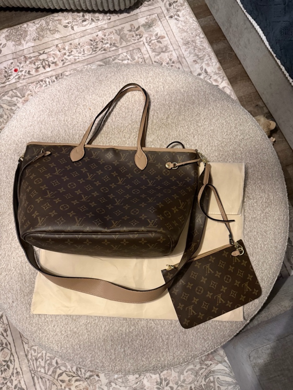 Lux Brown Tote Tan Trim and Pouch